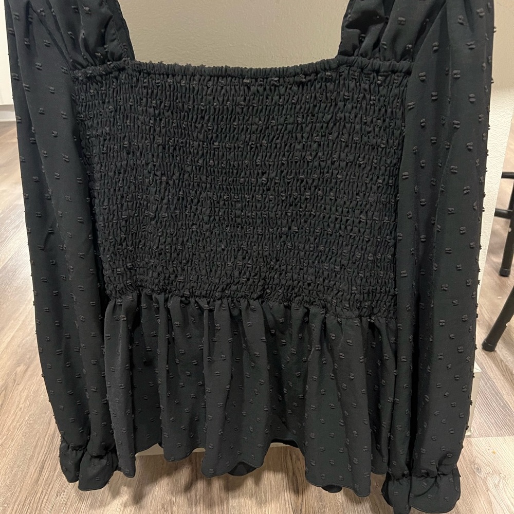 Black Smocked Women's Top